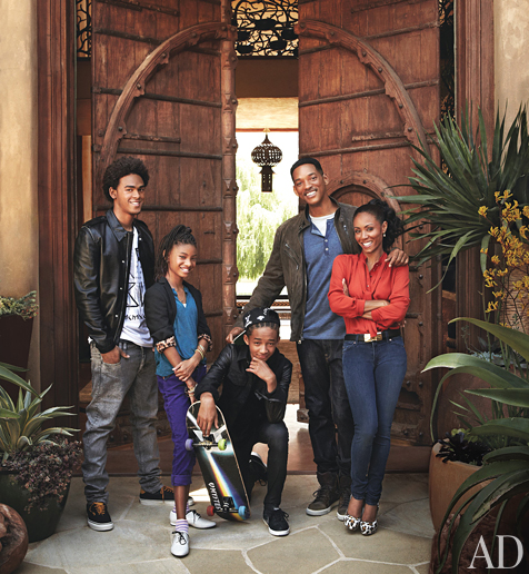 inside will smith house. The Smith clan—(from left) Trey, Willow, Jaden, Will, and Jada—at home.